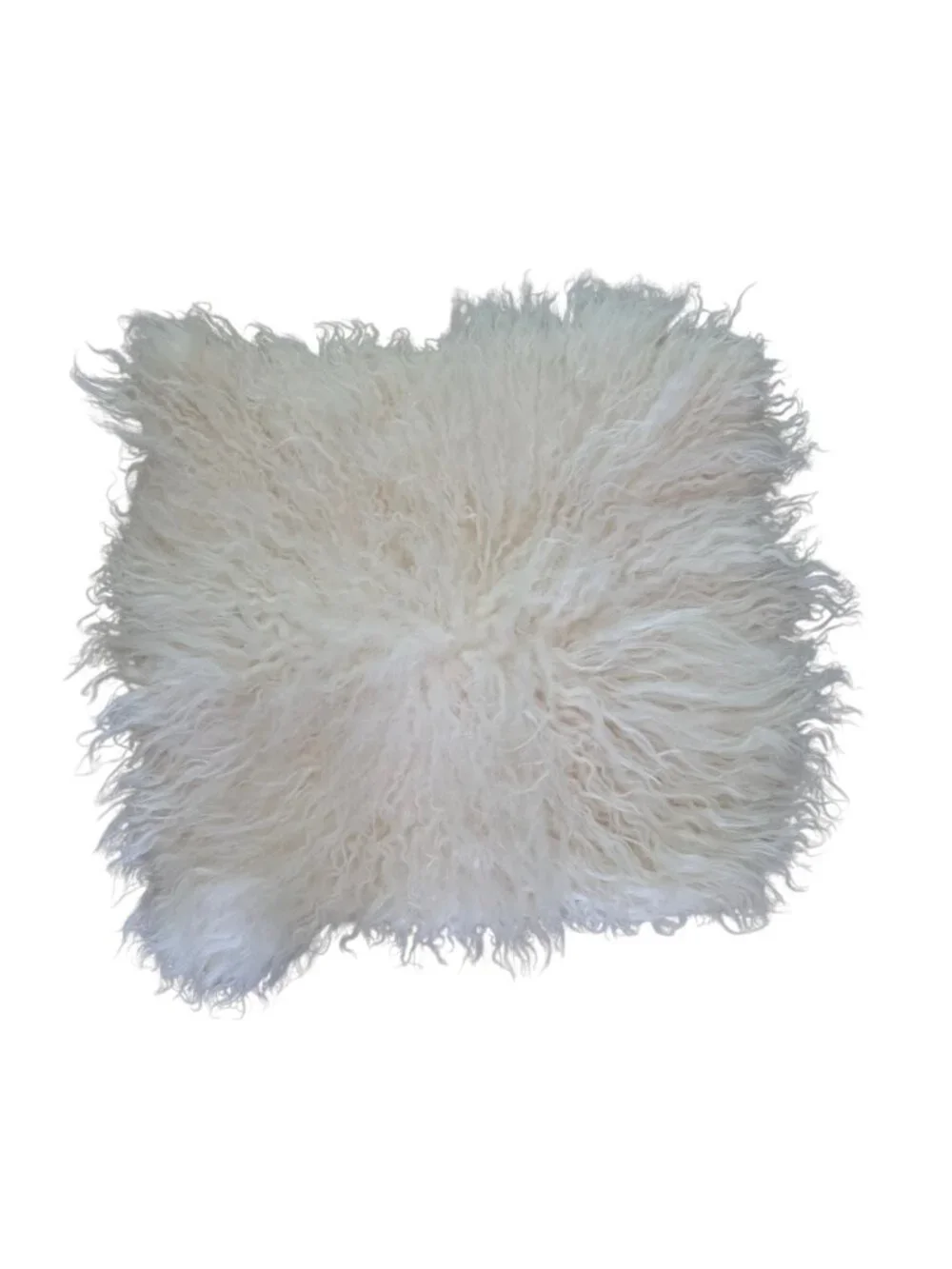 Crate & Barrel Mongolian Fur Pelliccia Ivory Pillow Sham 15